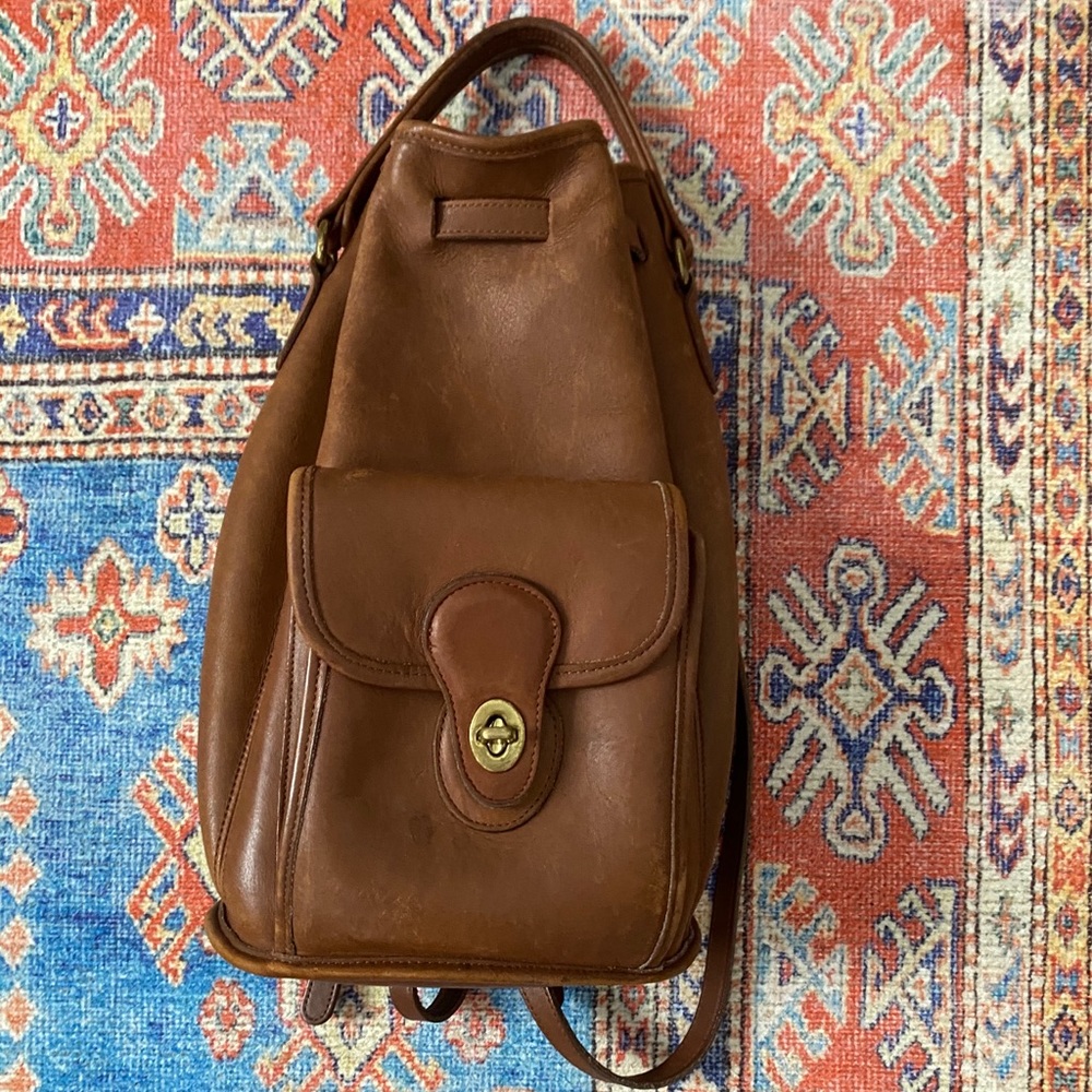 Genuine coach leather backpack